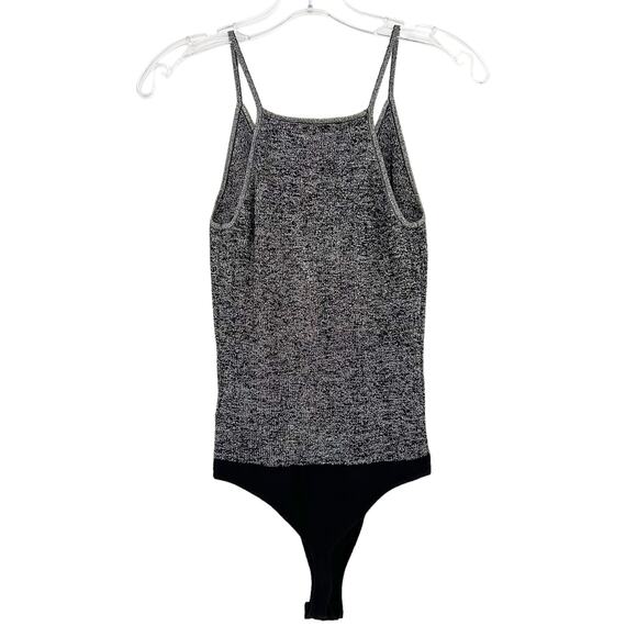 Express Gray Silver Sparkly V Neck Bodysuit Sz S - Picture 4 of 5